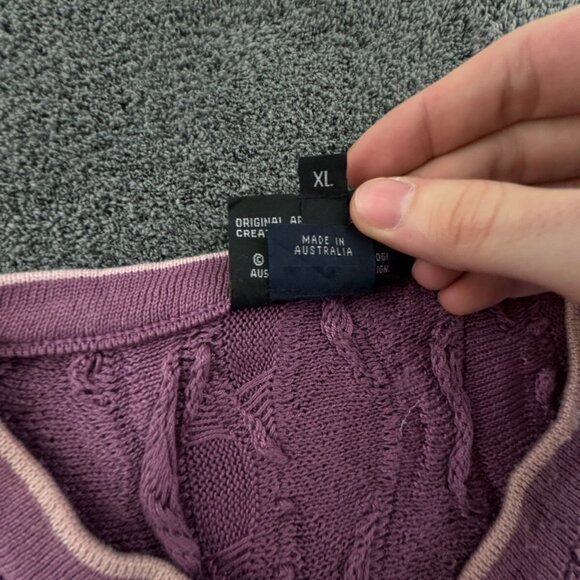 COOGI Australia Sweater Purple Short Sleeve XL Long 3D Knit Pullover Adult Uni - Picture 8 of 16